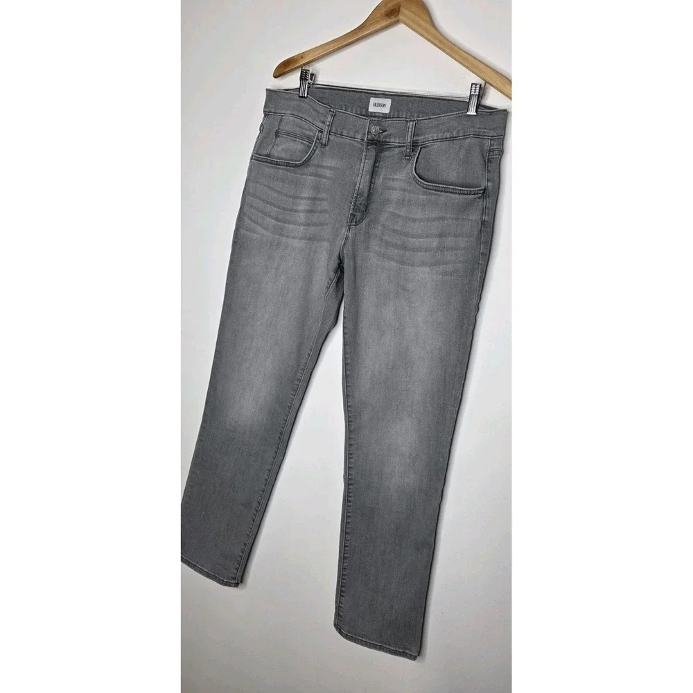 Hudson Blake Slim Straight Jeans Men's Size 36x30 Gray Wash Stretchy Denim